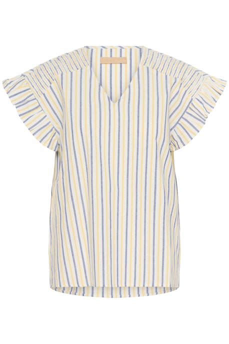 Kurzarm-Bluse Relaxed fit White/Blue/Yellow Stripe white multi - Image 4