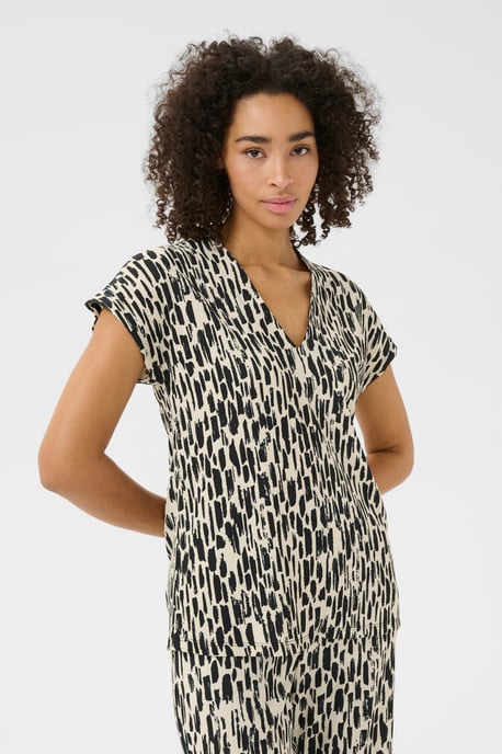 Ärmellose Bluse Casual fit Turtledove/Black Paint Print white black - Image 3