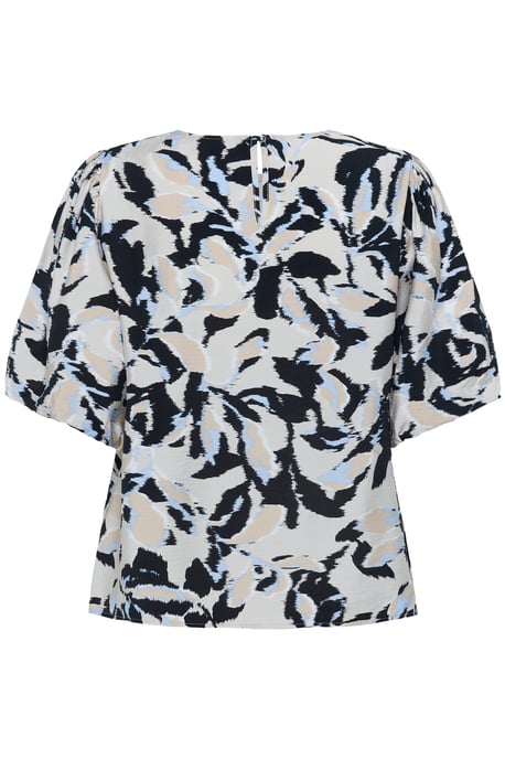 Kurzarm-Bluse A-shape Beige/Black/Blue Blurry Leaf beige - Image 5