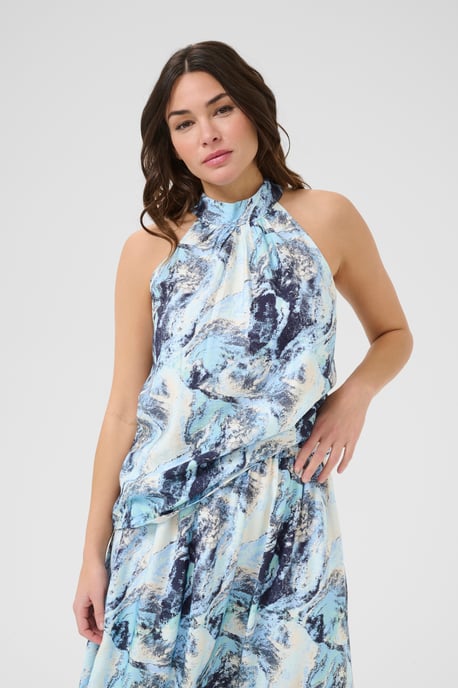Ärmellose Bluse A-shape Blue Organic Print blue - Image 3