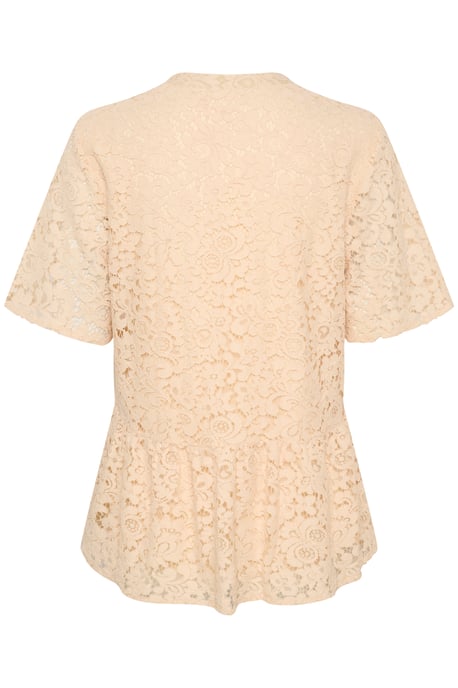 Kurzarm-Bluse Gerade Passform Creme - Image 5