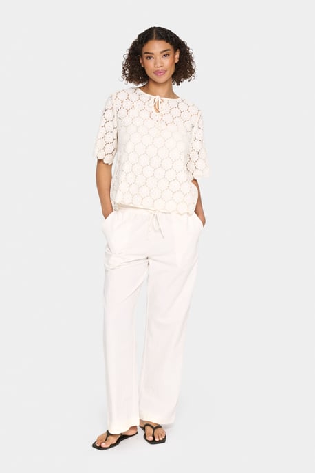 Kurzarm-Bluse Lockere Passform Sea Salt - Image 1