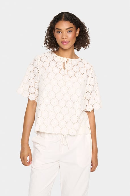 Kurzarm-Bluse Lockere Passform Sea Salt - Image 2