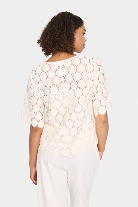 Kurzarm-Bluse Lockere Passform Sea Salt - Image 3