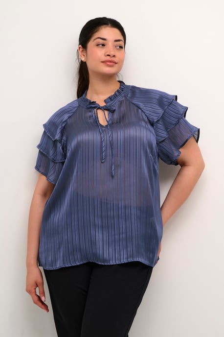 Kurzarm-Bluse Regular fit Blue Indigo - Image 3