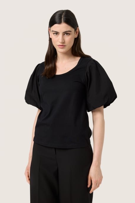 Kurzarm-Bluse Gerade Passform Blac - Image 2