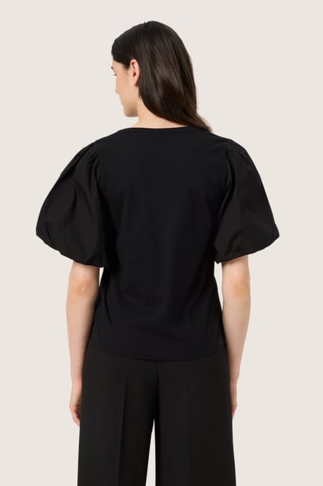 Kurzarm-Bluse Gerade Passform Blac - Image 3