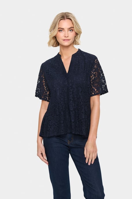 Kurzarm-Bluse Gerade Passform Night Sky dark blue - Image 3