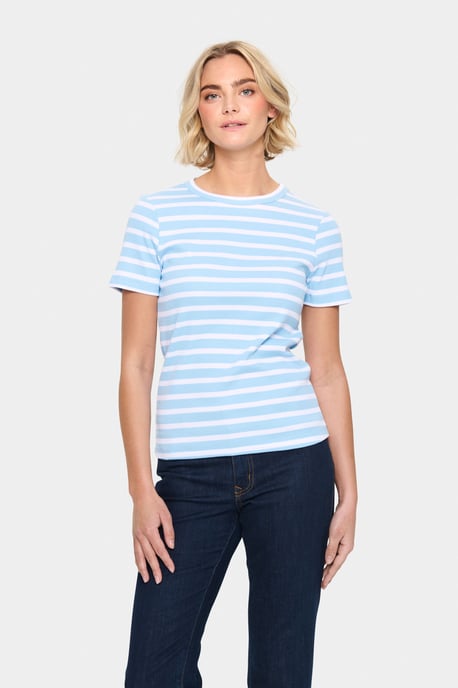 T-Shirt Reguläre Passform Luftig Blau Weiß Gestreift light blue - Image 2