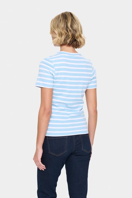 T-Shirt Reguläre Passform Luftig Blau Weiß Gestreift light blue - Image 3