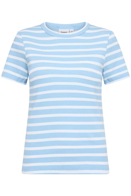 T-Shirt Reguläre Passform Luftig Blau Weiß Gestreift light blue - Image 4