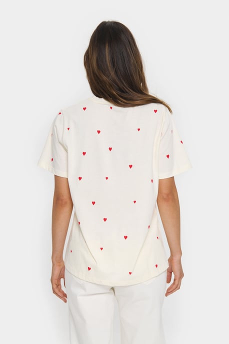 T-shirt Lockere Passform Ice Flame Hearts white red - Image 3