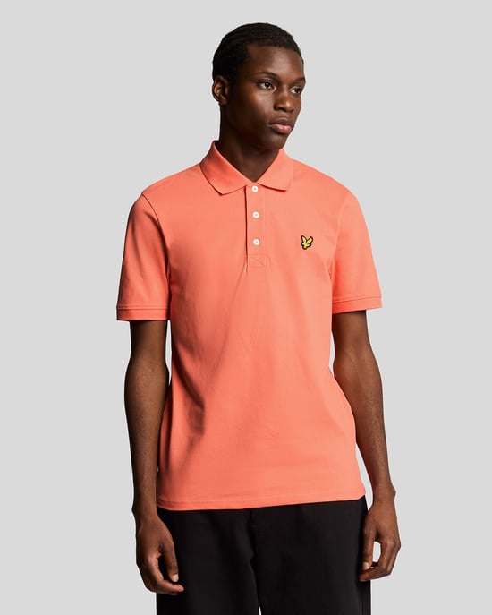 Lyle & Scott – Einfarbiges Poloshirt – Koralle - Image 1