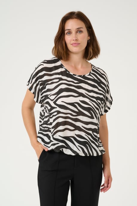 Ärmellose Bluse Loose fit Black/Chalk Animal Print - Image 3