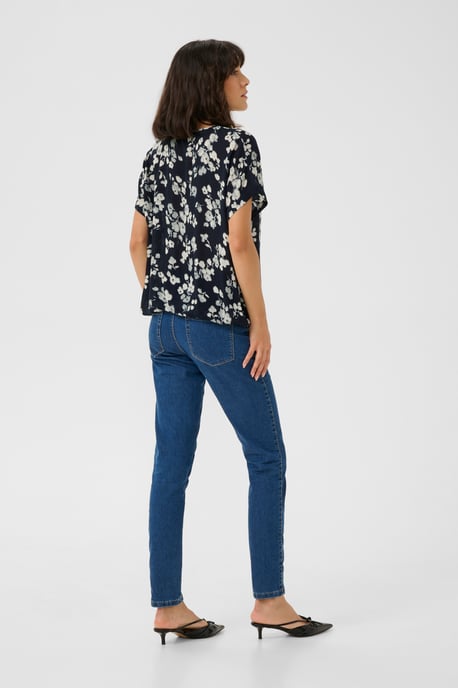 Kurzarm-Bluse Relaxed fit Marine Flower floral - Image 2