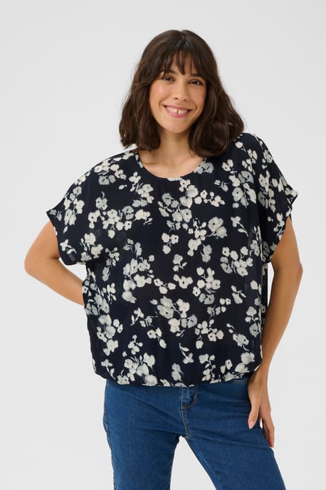 Kurzarm-Bluse Relaxed fit Marine Flower floral - Image 3