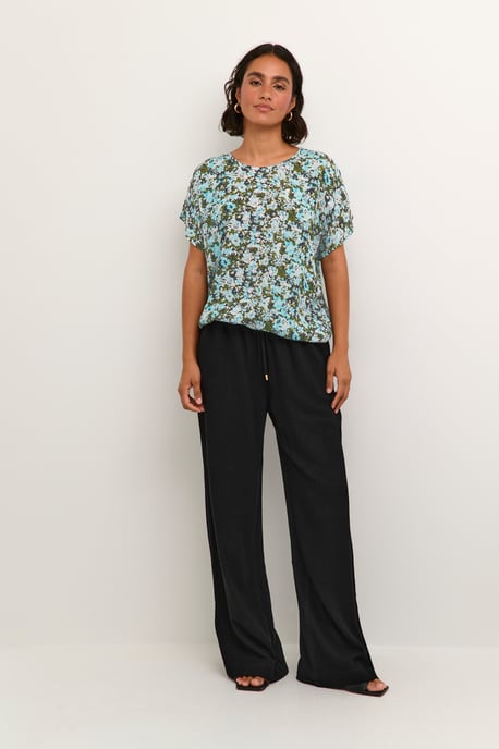 Ärmellose Bluse Loose fit Blue/Green Abstract Flower floral - Image 1