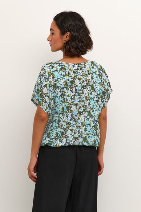 Ärmellose Bluse Loose fit Blue/Green Abstract Flower floral - Image 3