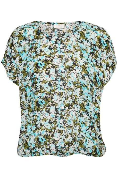 Ärmellose Bluse Loose fit Blue/Green Abstract Flower floral - Image 4