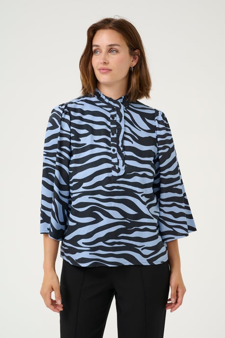 Kurzarm-Bluse Regular fit Blue / Black graphic - Image 3