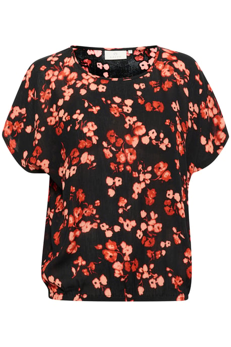 Kurzarm-Bluse Relaxed fit Red Flower floral - Image 4
