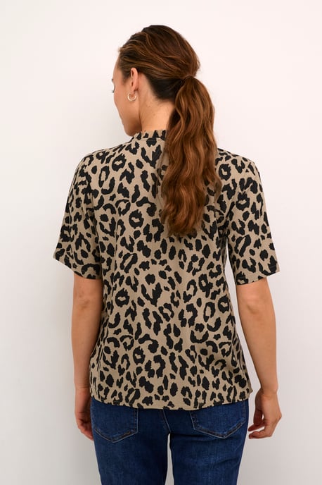 Kurzarm-Bluse Regular fit Brown/Black Animal Print - Image 3
