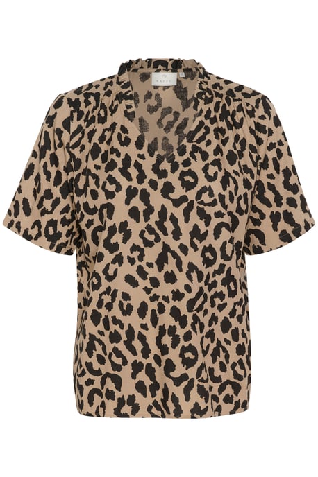 Kurzarm-Bluse Regular fit Brown/Black Animal Print - Image 4