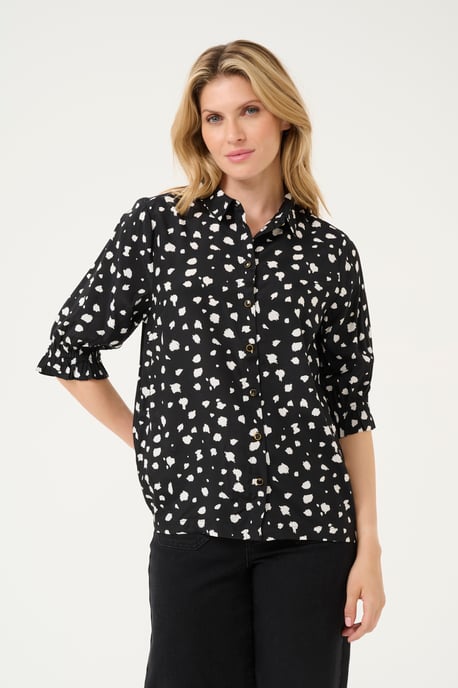 Kurzarm-Bluse Regular fit Black/White Abstract Print black white - Image 2