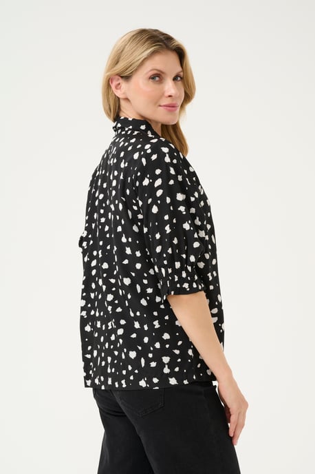Kurzarm-Bluse Regular fit Black/White Abstract Print black white - Image 3