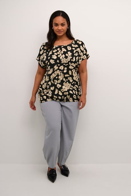Kurzarm-Bluse Loose fit Black/Sand Leo Print leopard - Image 1