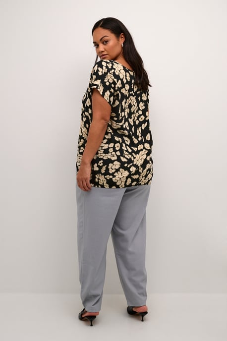 Kurzarm-Bluse Loose fit Black/Sand Leo Print leopard - Image 2