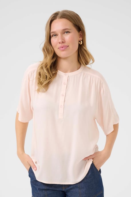 Kurzarm-Bluse Casual fit Crystal Pink rose - Image 3