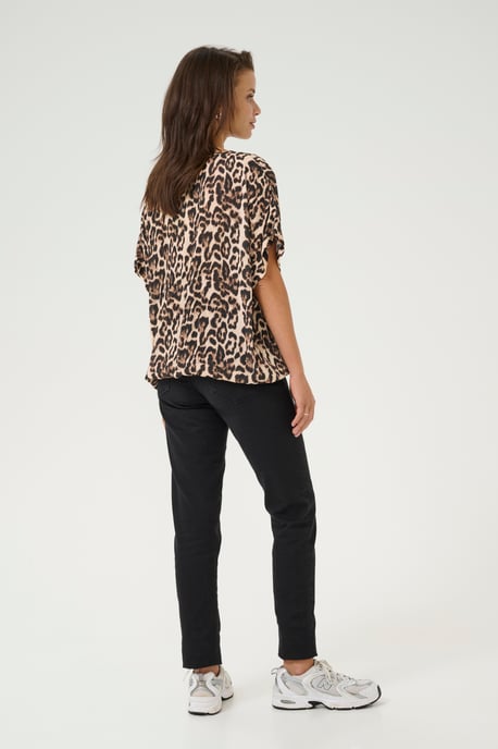 Ärmellose Bluse Loose fit Naturel Leopard Print - Image 2