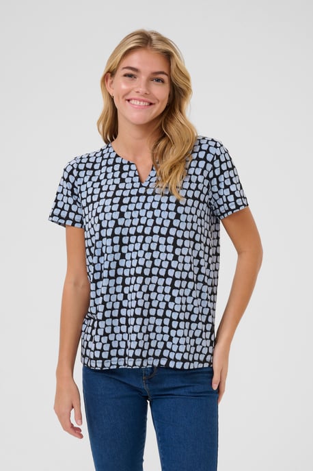 Kurzarm-Bluse Regular fit Black/Blue Graphic Dot black blue - Image 3