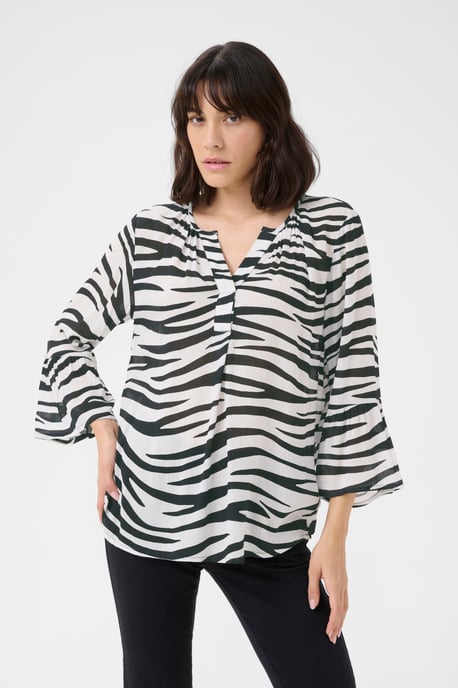 Kurzarm-Bluse Regular fit Chalk/Black Animal animal - Image 3