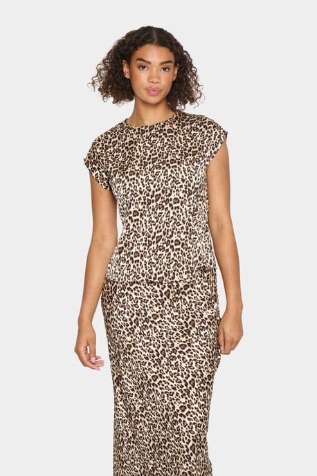 Kurzarm-Bluse Gerade Passform Black Reg Leo leopard - Image 2