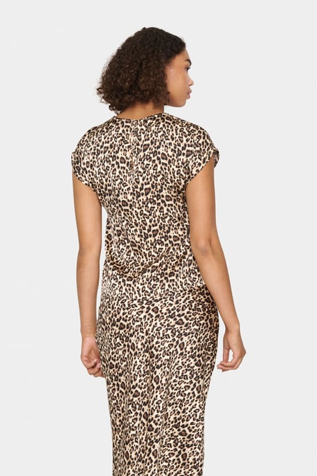Kurzarm-Bluse Gerade Passform Black Reg Leo leopard - Image 3
