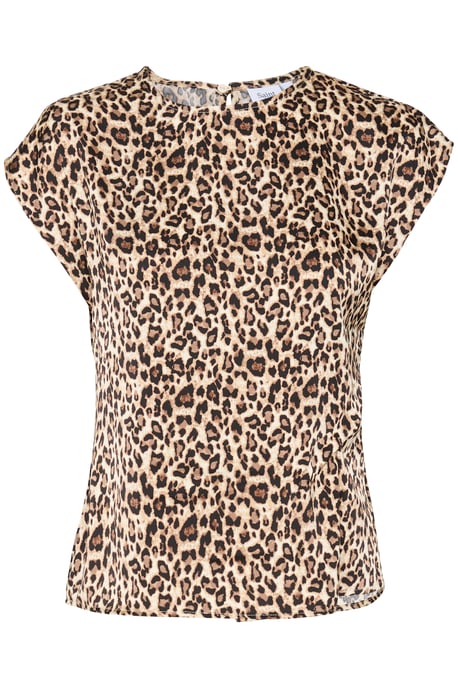 Kurzarm-Bluse Gerade Passform Black Reg Leo leopard - Image 4