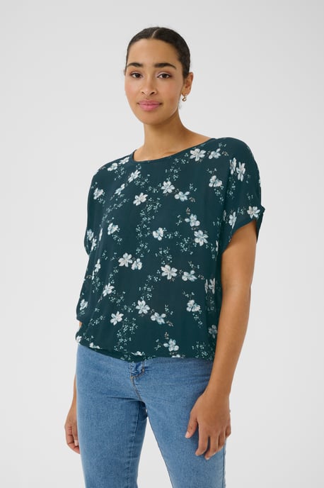 Kurzarm-Bluse Relaxed fit Midnight marine little flower - Image 5