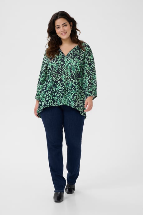 Kurzarm-Bluse Regular fit Green Leopard - Image 2