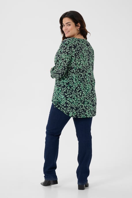 Kurzarm-Bluse Regular fit Green Leopard - Image 3