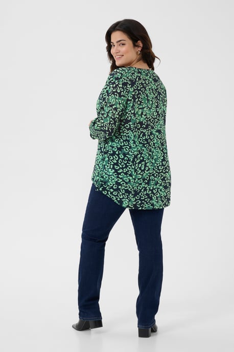 Kurzarm-Bluse Regular fit Green Leopard - Image 4