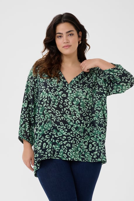Kurzarm-Bluse Regular fit Green Leopard - Image 5