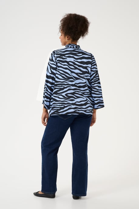 Kurzarm-Bluse Regular fit Blue / Black graphic black blue - Image 2