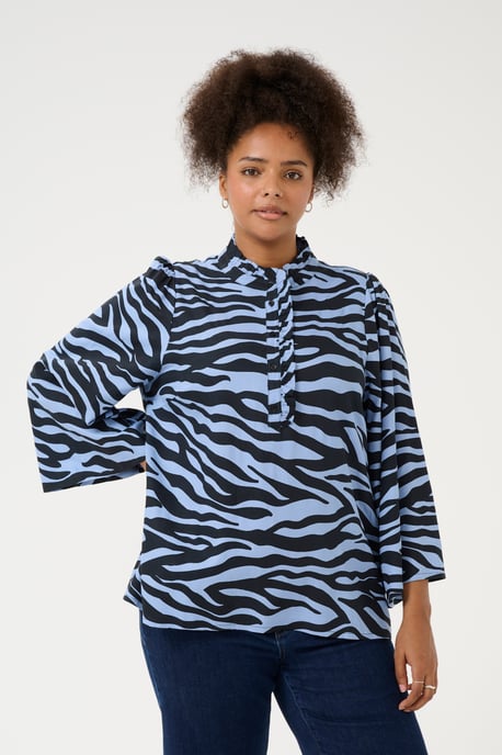 Kurzarm-Bluse Regular fit Blue / Black graphic black blue - Image 3