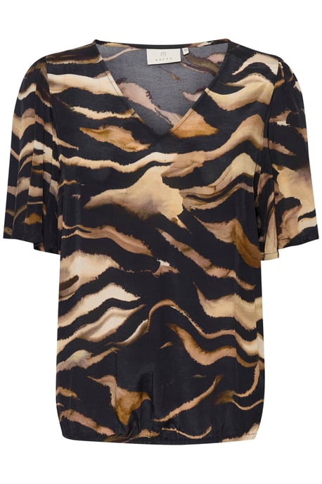 Kurzarm-Bluse Regular fit Black/Brown Tiger Print animal - Image 4