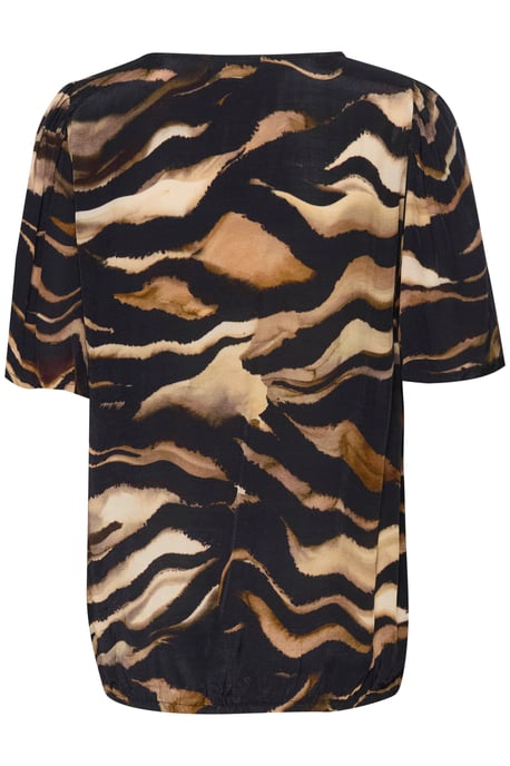 Kurzarm-Bluse Regular fit Black/Brown Tiger Print animal - Image 5