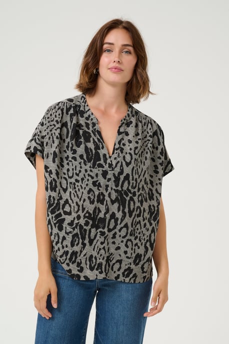 Kurzarm-Bluse Loose fit Moonstruck / Black Animal - Image 3