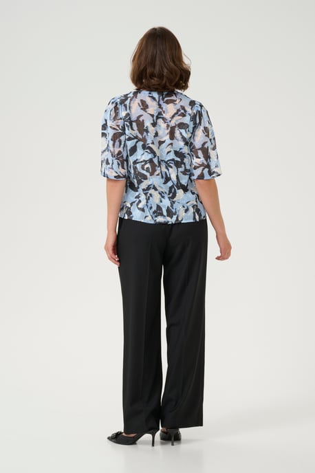 Kurzarm-Bluse A-shape Blue Flower Print floral - Image 2