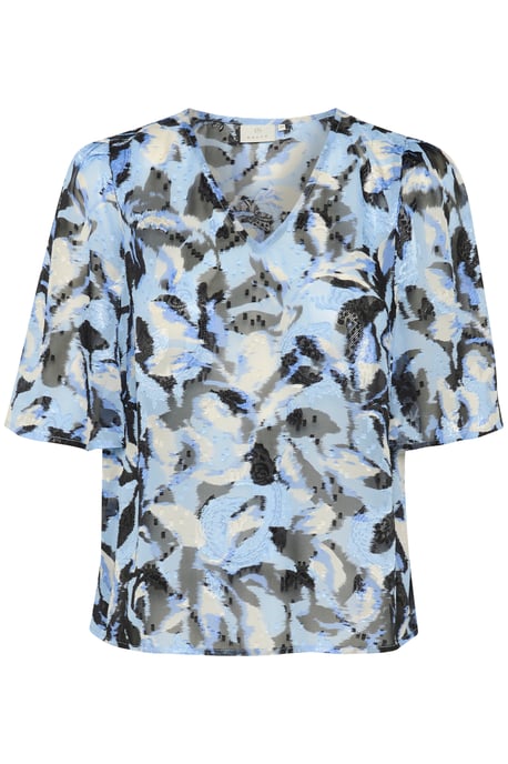 Kurzarm-Bluse A-shape Blue Flower Print floral - Image 4